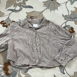 Beige plaid flannel button down